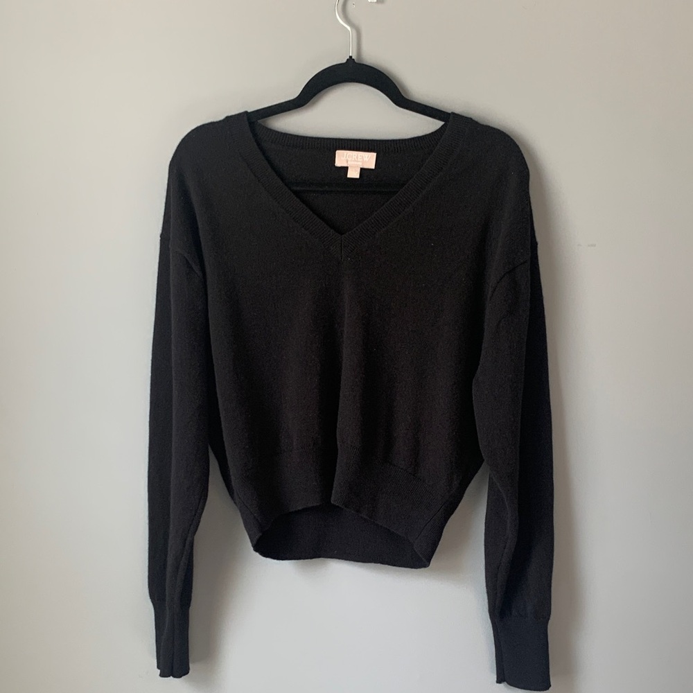 Cashmere J. Crew NWOT Black V-Neck Sweater Large